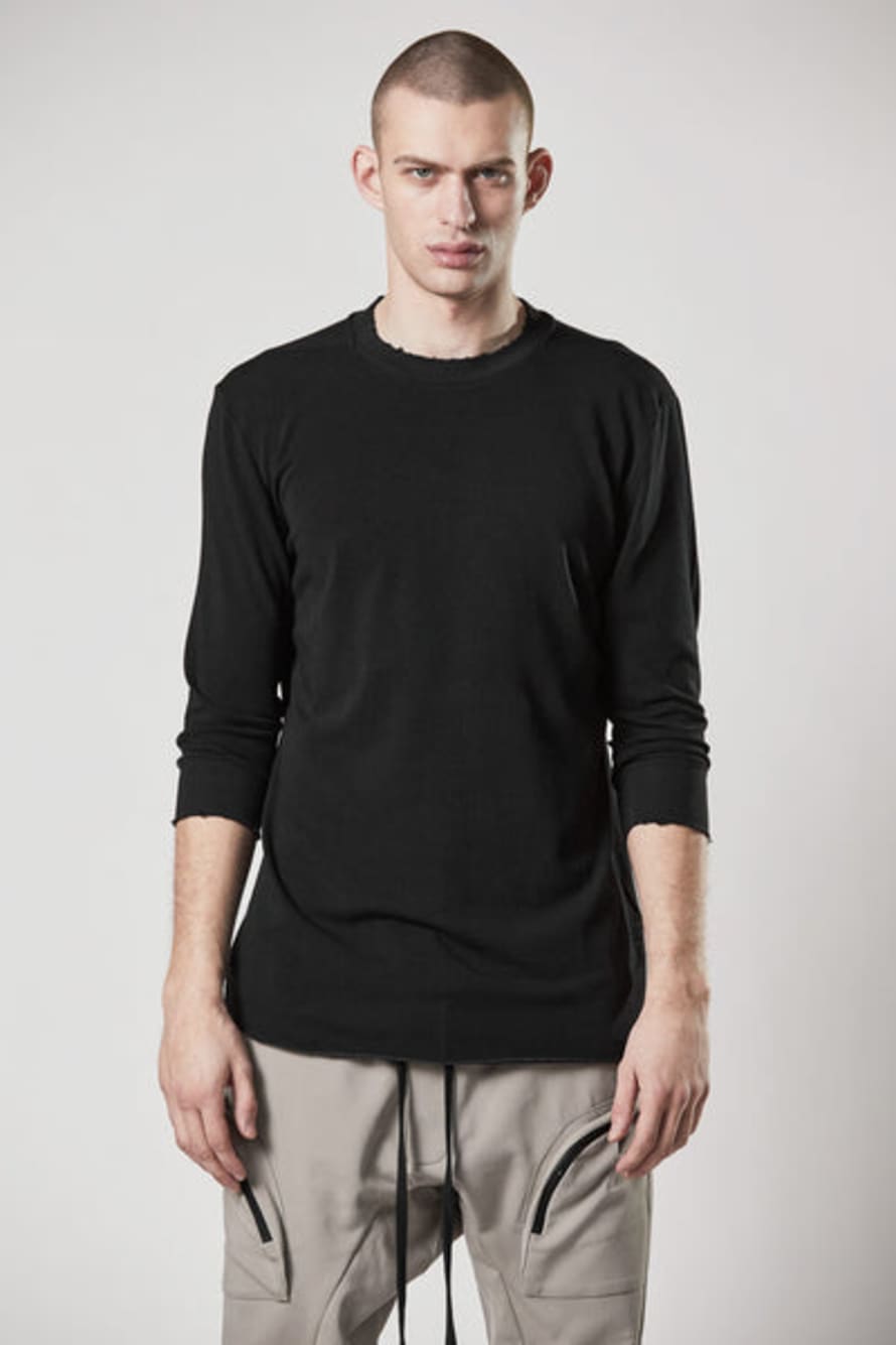 thom krom M Ts 796 3/4 Sleeve T-shirt Black