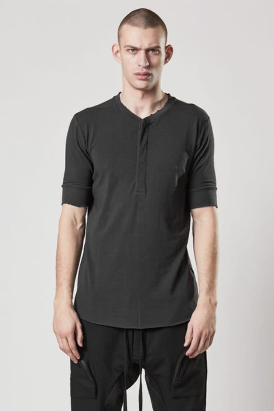 thom krom M Ts 817 Button-up Slim Fit T-shirt Grey