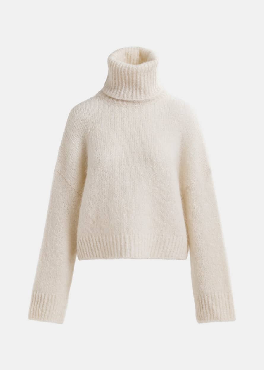 Essentiel Antwerp Ecru Turtlenneck Sweater with Detachable Collar