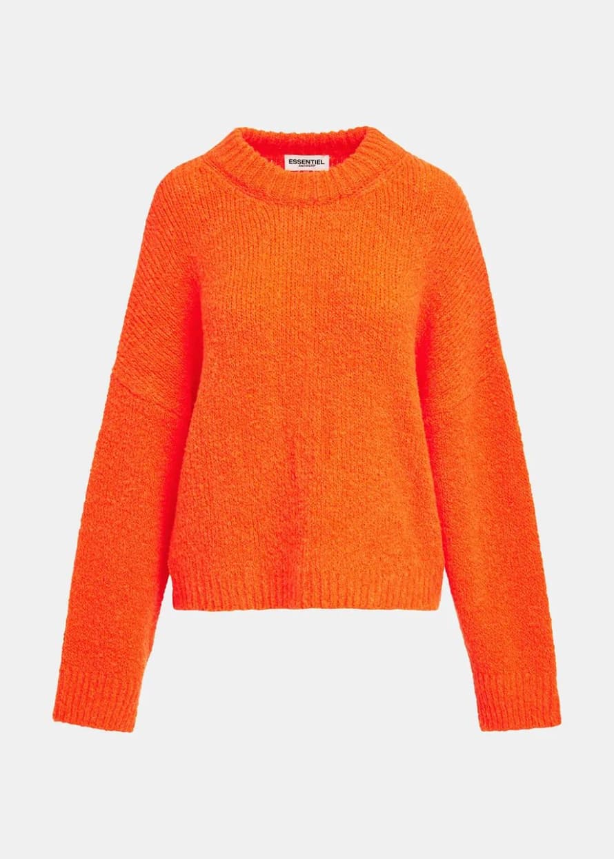 Essentiel Antwerp Neon Orange Genlight Chunky Knit Sweater