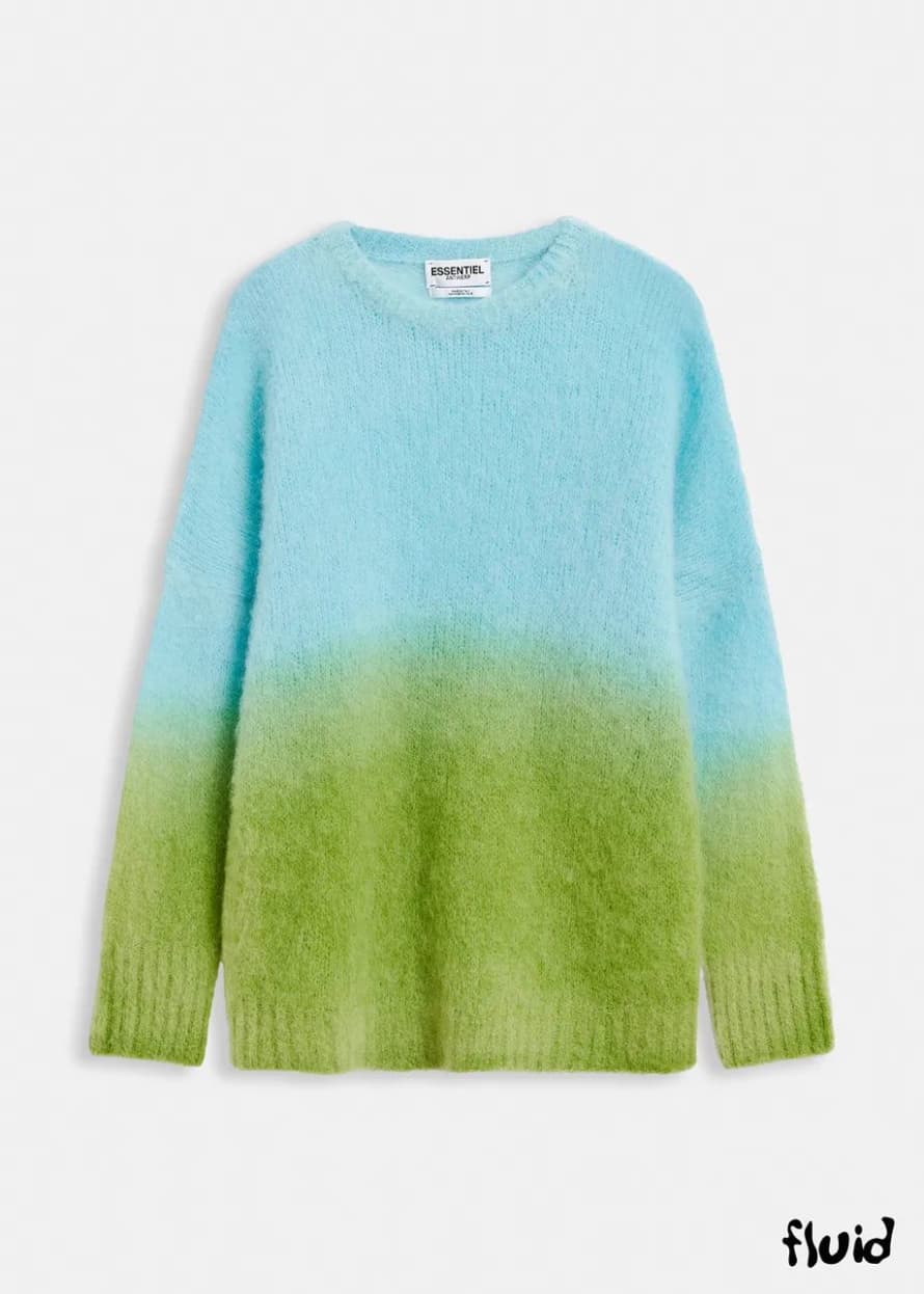 Essentiel Antwerp Light Blue and Green Gify Knit Sweater with Gradient Effect