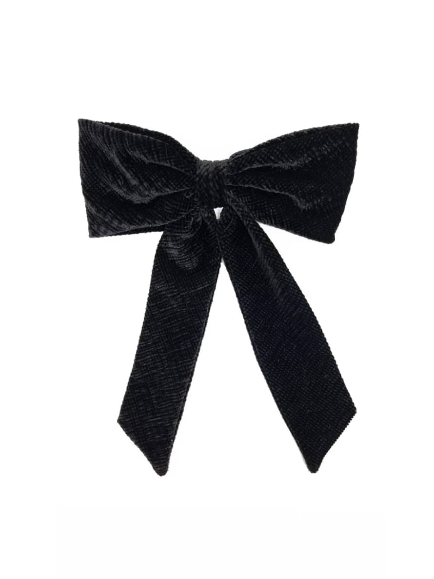 Nooki Design Crinckle Velvet Bow In Black