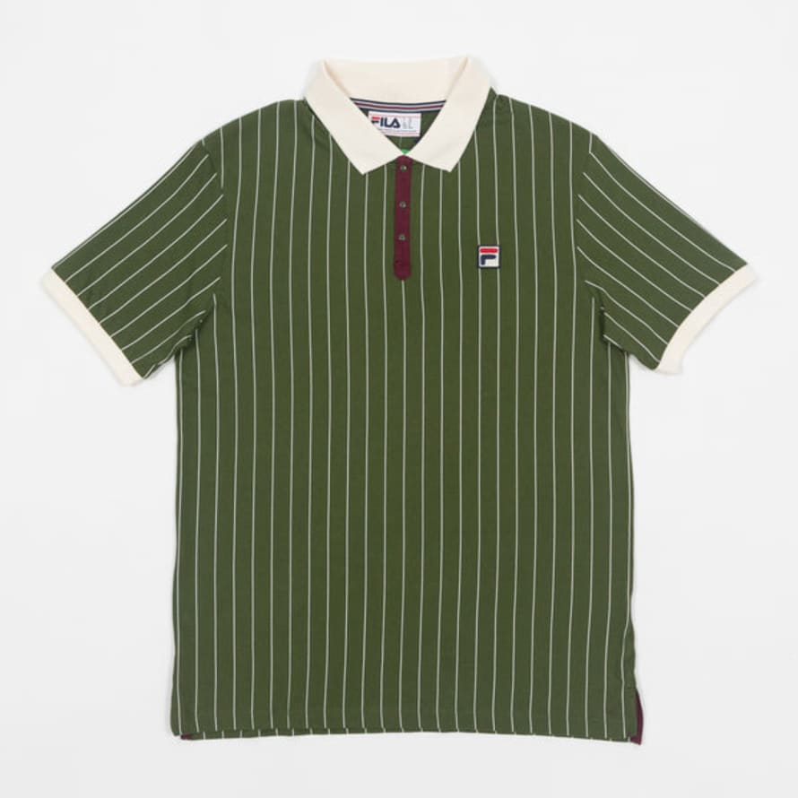 Fila Bb1 Classic Vintage Polo Shirt In Green & White