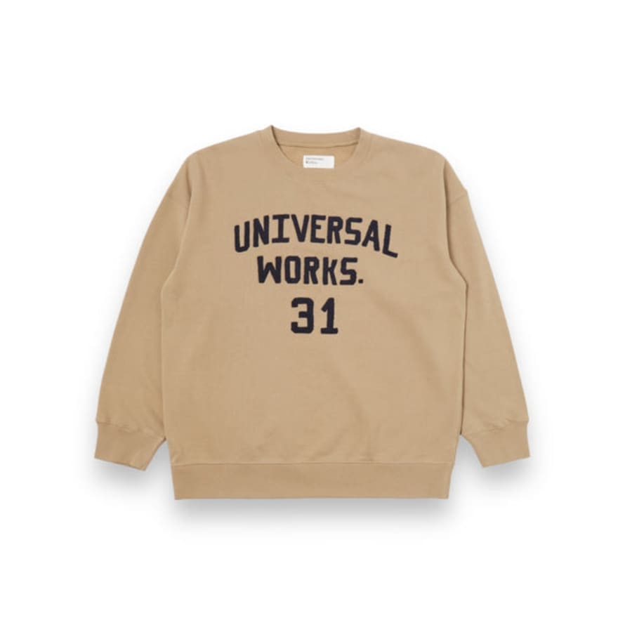 Universal Works Embroidered Sweatshirt 31181 Brushed Back Sweat Sand