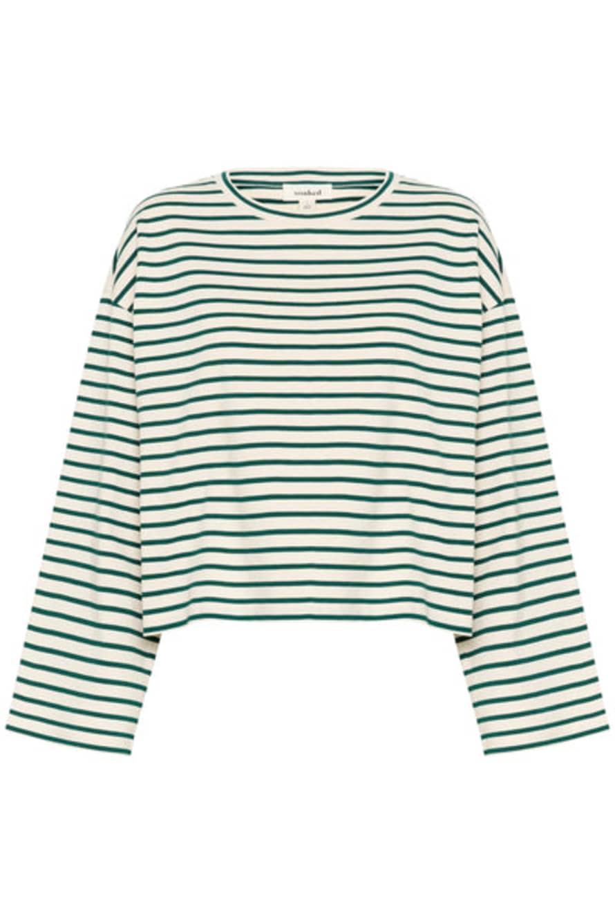 Soaked in Luxury  Neo Boxy Tee In White and Rain Forest Stripe