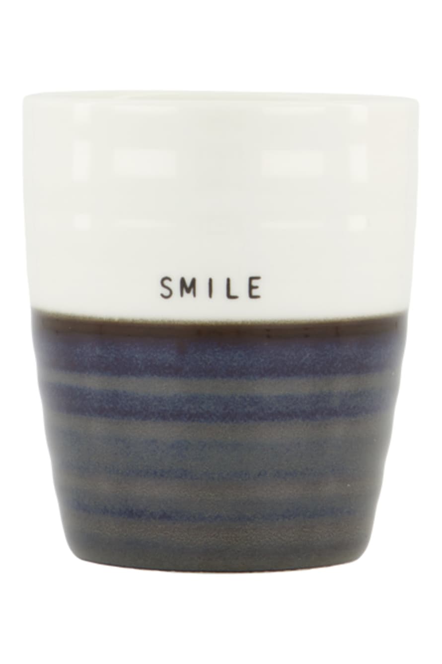 Zusss Koffiemok Smile Donkerblauw/ Wit