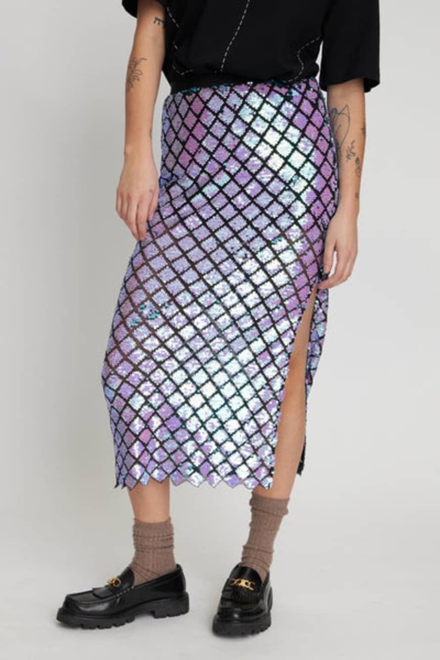 Stella Nova Iridescent Purple Sequin Skirt