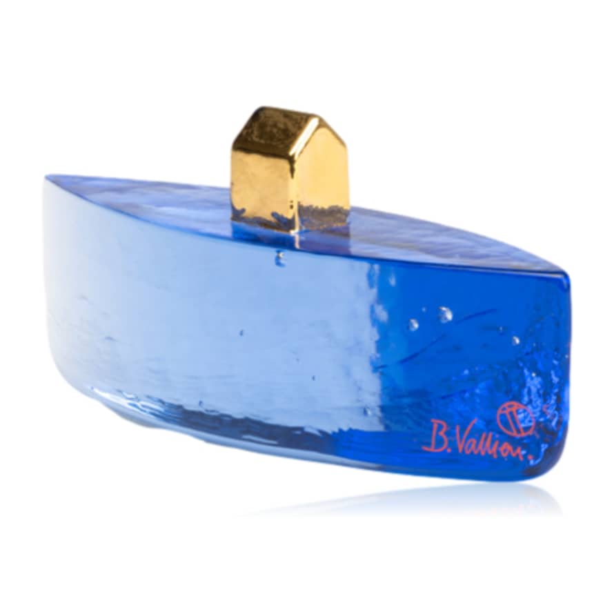 Kosta Boda  Fortress Vessel Blue & Gold