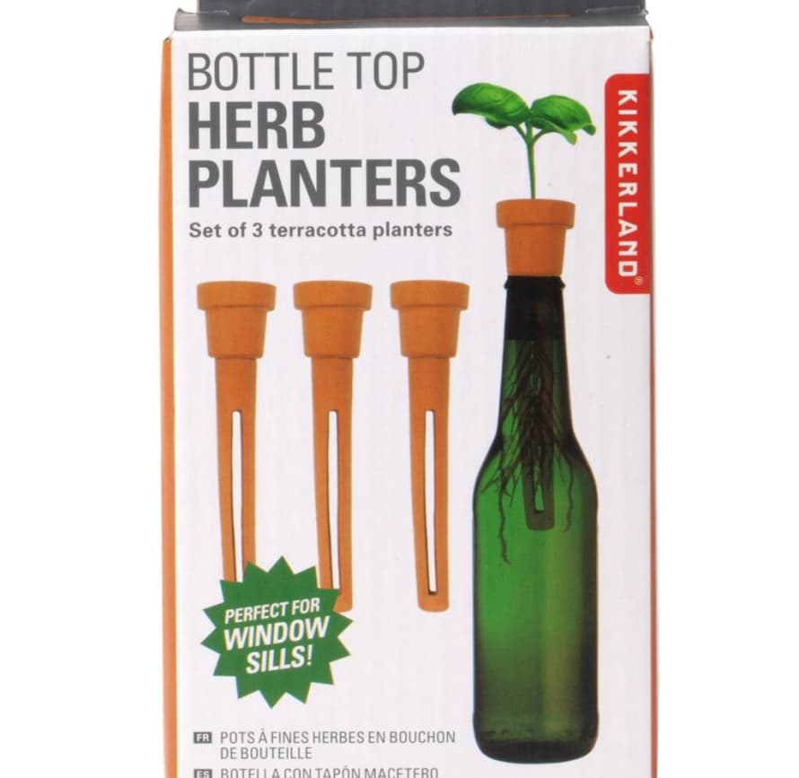 Kikkerland Design Bottle Top Terracotta Herb Planters