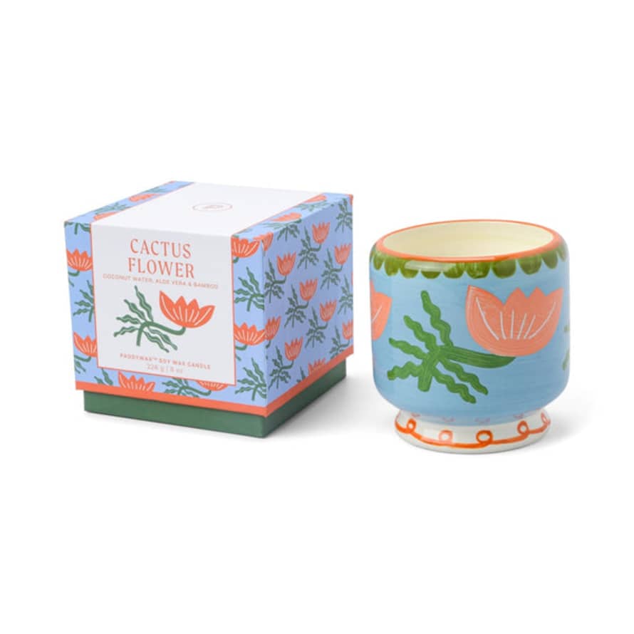 Paddywax Adopo Cactus Flower Ceramic Candle