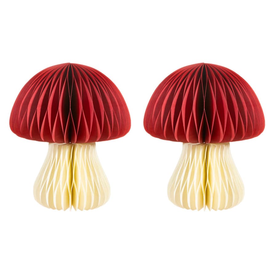 Sass & Belle  Honeycomb Mushrooms Paper Standing Decorations - Set Of 2