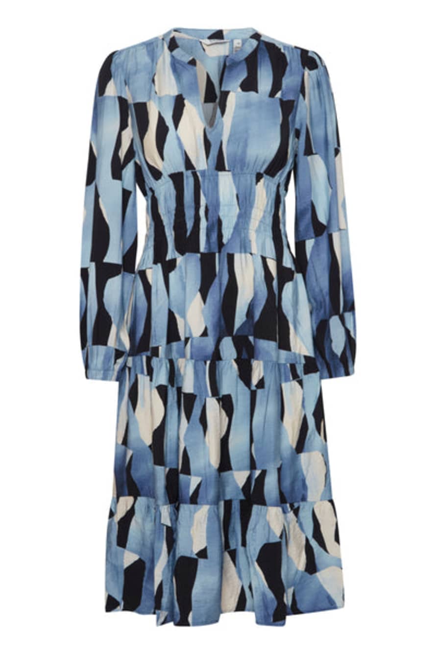 b.young Ibene Dress Dusty Blue Abstract